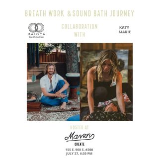 We are excited to bring you another Breathwork & Sound Journey with @hellokatymarie and @malocasound. We will start with 30 minutes of guided breathwork, followed by a 60 minute sound bath journey. This combination creates an incredibly deep, profound experience.

Katy is a certified Breathwork Facilitator, NLP Practitioner, Hypnotherapist and trauma informed coach. She specializes in helping you transmute your pain into your greatest teacher so you can live alive and connected to your passions. 

Over time, unresolved trauma or chronic stress causes dis-regulation of the nervous system. Breathwork helps to release of all that built up stress inside you and connect you back into the wisdom of your body. Katy guides you with circular conscious breathing to produce a cathartic emotional release. The session is paired with sound bath and medicine music from Maloca Sound, and guided NLP techniques to help break you free of the disempowered programs that run our subconscious mind. 

Justin, of @malocasound has been a drummer and musician for 27 years, but discovered his passion and distinct medicine w/ sound vibrations through his own healing journey that led him to the magic of tongue drums, hang drums, & sound healing. Justin has collected years of study on the therapeutic & esoteric properties of sound from a variety of perspectives, giving a deep understanding of how sound affects human consciousness. Following his obsession w energy, frequency, and vibration, he has spent nearly a decade working extensively with medicine ceremonies, sound meditations, & playing live music w a variety of yoga & breathwork teachers.

Come join us in this beautiful experience at @mavencreate 
July 27 @ 6:30 pm
177 E 900 S #200
Salt Lake City, UT

Venmo (katymarie-22) to hold your spot. $44 in advance, $55 day of.